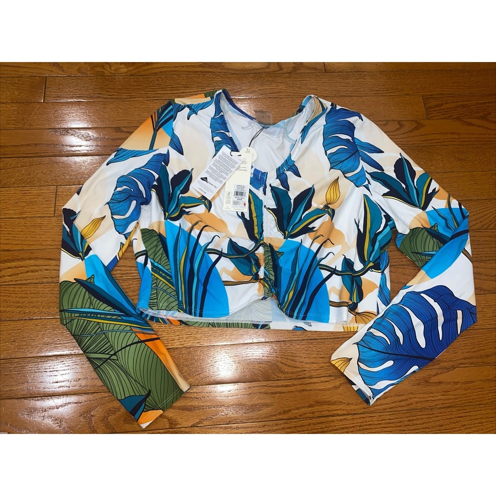 Calia Carrie Underwood Rash Guard Top Cropped Long Sleeve Floral Botanical‎ XXL